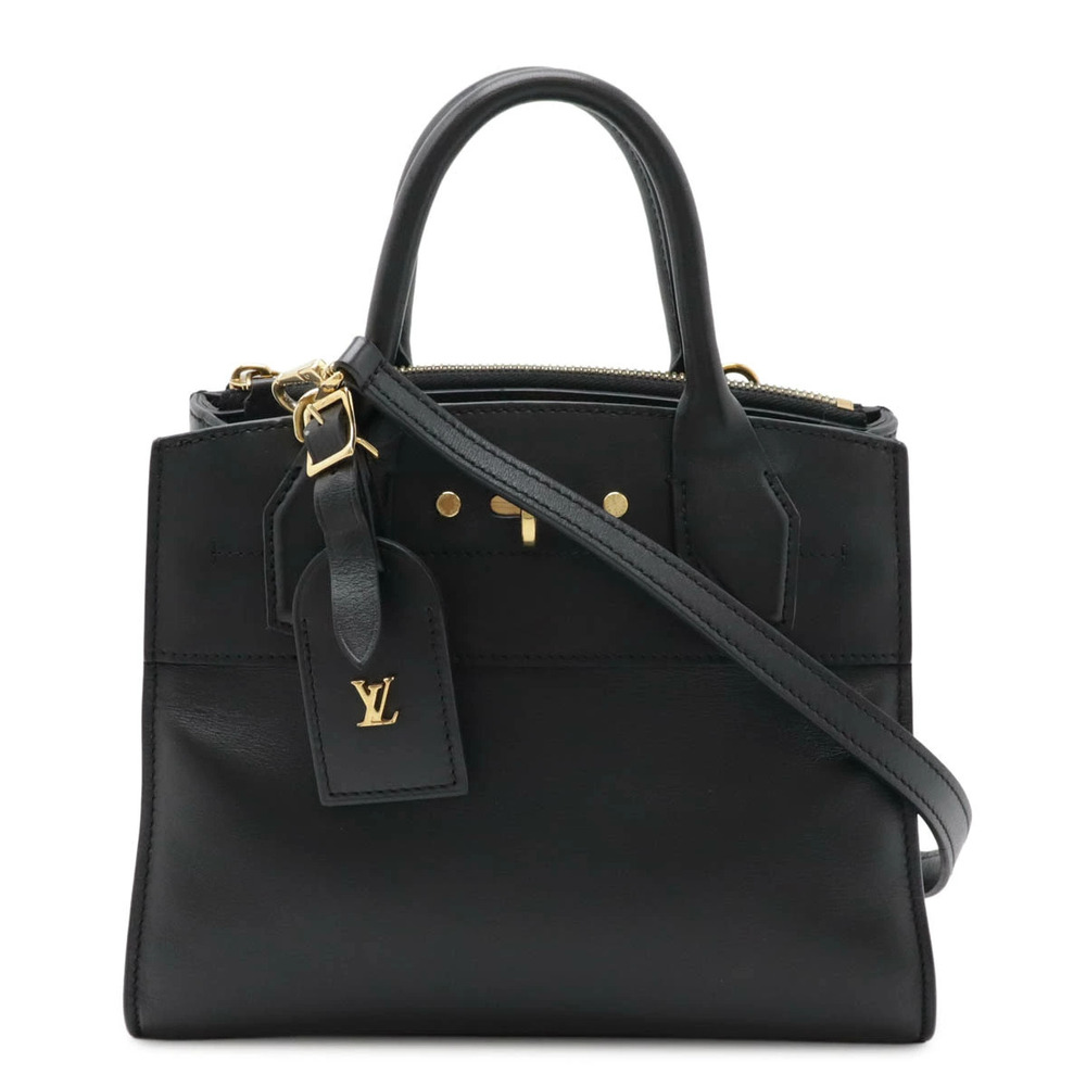 LOUIS VUITTON City Steamer Handbag Shoulder Leather Noir Black